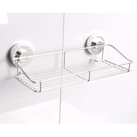 Panier de douche à ventouses puissantes, étagère de rangement combinée pour salle de bain et cuisine, acier inoxydable antirouille (1/5)