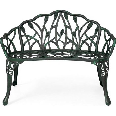 Banc de jardin raffiné avec dossier décoratif, banc romantique pour parc, assise élégante en extérieur, mobilier de parc uniquement, confortable et esthétique. (1/5)