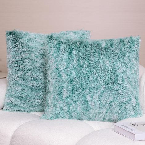 2er-Set Kissenbezüge (45 x 45 cm), superweiche Plüschkissenbezüge, kuschelige Kunstfellkissen, für Schlafzimmer, Wohnzimmer, Bett, Stuhl, Auto, Sofa, Dekokissen (1/4)