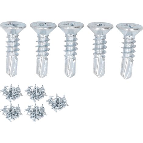 250 Stück M4,2 x 16 mm Bohrer-Schrauben, verzinkt, aus Kohlenstoffstahl, selbstbohrend, Kreuzschlitz, Senkkopf (1/5)