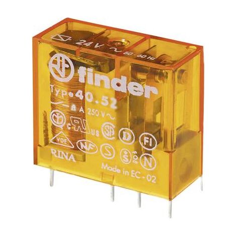 FINDER 40.52.8.230.0000 RELAIS POUR CIRCUITS IMPRIMÉS 230 V/AC 8 A 2 INVERSEURS (RT) 1 PC(S)