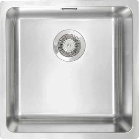 Einbauspülbecken Chrom eckig 44 cm aus Edelstahl mit Raumsparsiphon "Egeria"