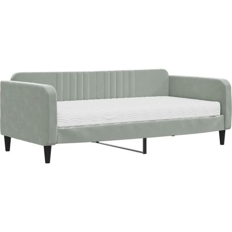 Maison Exclusive - Divano Letto con Materasso Grigio Chiaro 90x190 cm in Velluto