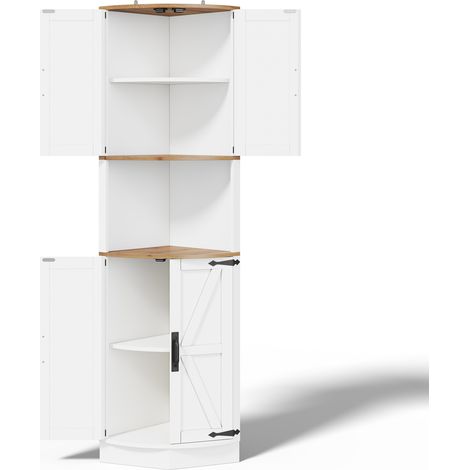 Hoher Eckschrank aus MDF 39,5 x 39,5 x 180 cm weiß in Holzoptik Vintage MODENUIT (1/5)