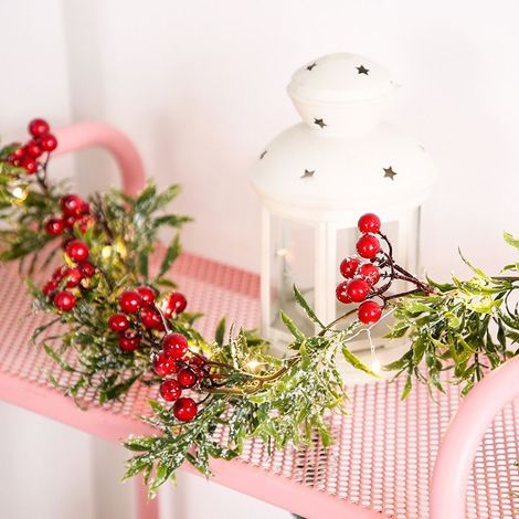 Lumières De Baies Rouges Artificielles Guirlande Lumineuse De Noël Lumières De Fruits Rouges De Noël Lumière De Rotin pour La Décoration De La Maison De Fête De Noël Rouge (2M 20LED)