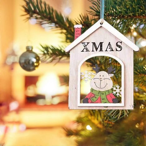 AURA Weihnachtsdekoration, Weihnachts-Holztür, Hängeschild-Dekoration, für Weihnachten, Neujahr, Feiertagsdekoration, (Elch) (1/5)