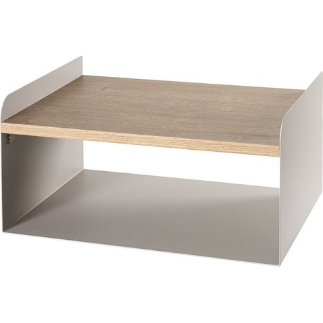 Etagère murale 2 niveaux coloris Chêne / Marron - Longueur 40 x Profondeur 30 x Hauteur 20 cm (1/5)