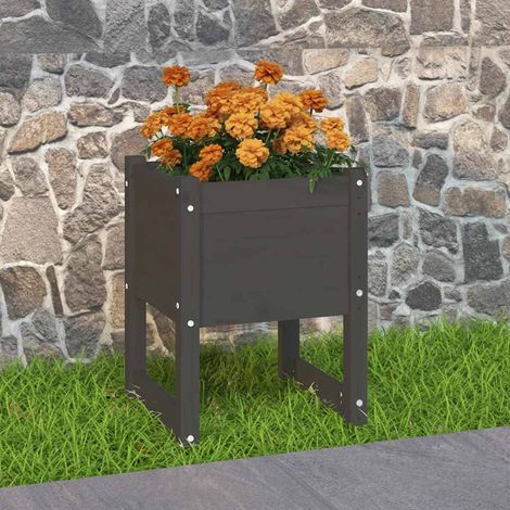 Jardinière de jardin - Balconnière à fleurs Gris 40x40x52,5 cm Bois massif de pin BV759933 - BonneVie (1/5)