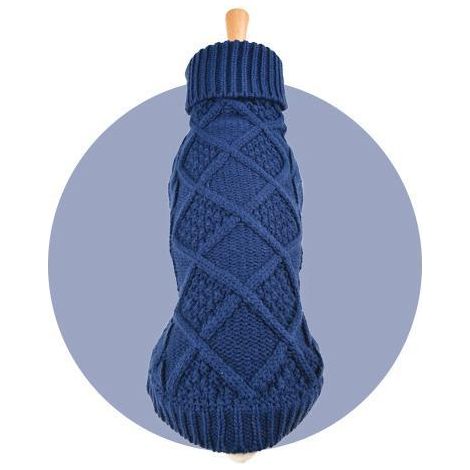 Pull fantaisie pour chien Bleu Torsadé Taille : T25