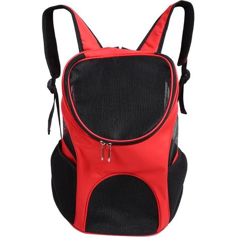 1 Bolsa transportadora para mascotas plegable, transpirable y de color rojo, de 30x24x33 cm, con bolsillos laterales. (1/5)