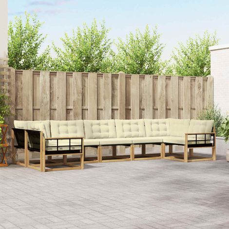 vidaXL Outdoor-Sofagarnitur mit Kissen 7 pcs Weiß und Creme (1/5)