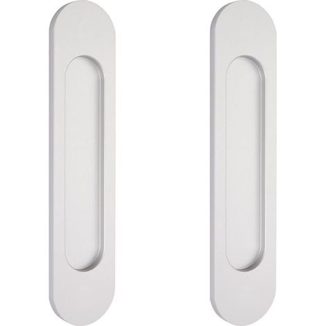 2 poignées de porte coulissantes ovales argentées de 15 cm autocollantes, poignées de porte affleurantes en aluminium, fenêtres sans perçage (1/5)