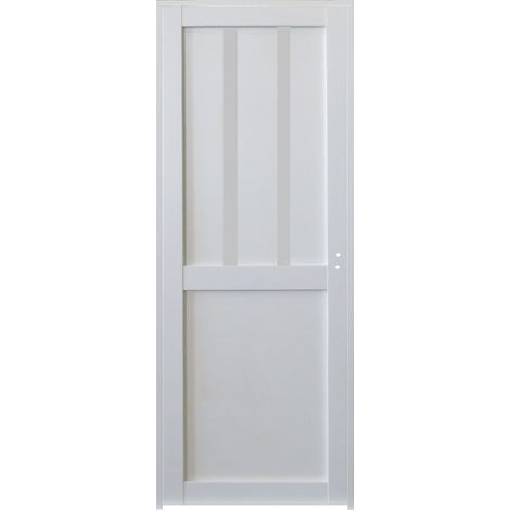 Bloc Porte Atelier 2 Panneaux Blanc H204 X L83 Poussant Gauche Côtes Tableau (1/5)