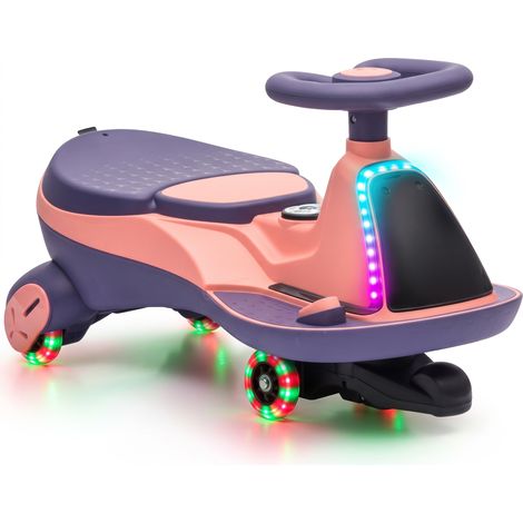AIYAPLAY 2-In-1 12V Electric Wiggle Car with 2 Speeds, PU Wheels, Pink (1/5)