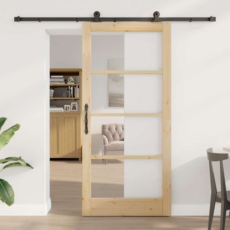 Puerta Corredera ORKDAL Marrón 93 x 202 cm Madera y metal