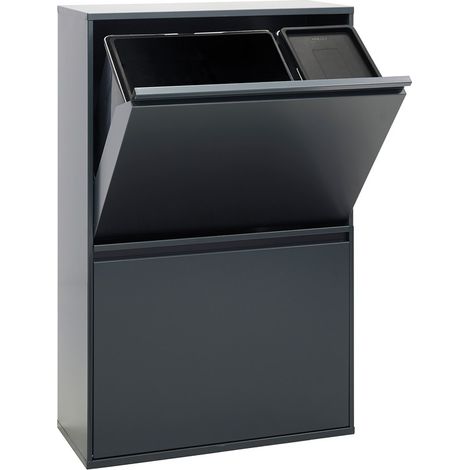 ARREGUI Basic Cubo de Basura y Reciclaje de 4 Compartimentos, 23+11+17+17 L (68 L), con Cubetas para Envases y Orgánico, Cubos de Basura de Cocina, Contenedores de Reciclaje, antracita CR604-B2