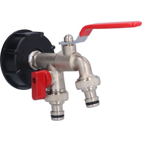 Adaptateur pour conteneur IBC, raccord double, tuyau de vidange en laiton, robinet, pièce de rechange pour robinet à double tête.