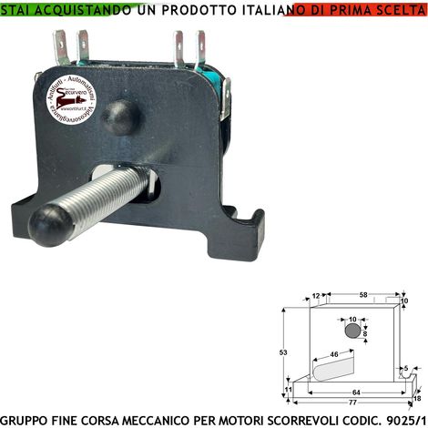 9025/1 Gruppo Fine Corsa Elettromeccanico per Motori Cancello Scorrevole Geko Simply Carrera Composto da 2 Microswitch Contatti a Scambio Carico 10 A 250 V Supporto in ABS Asta d'Inciampo a Molla (1/2)