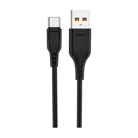 Cable USB a USB-C tipo C Denmen D01T de carga rápida 2.4A 1m negro (1/5)
