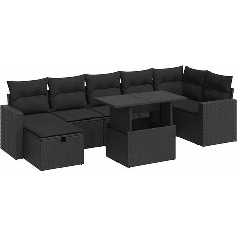 Set Divani da Giardino con Cuscini 8 pz Nero in Polyrattan vidaXL (1/5)
