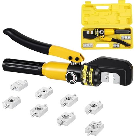 Pince a sertir Hydraulique 10 Tonnes Borne de Cosse de Câble de Batterie de Fil D'outil de Sertissage Hydraulique avec des Matrices de 9Paires 4-70 mm² (1/5)
