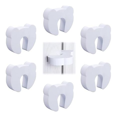 CCYKXA Ensemble de 6 butées de porte de sécurité, amortisseurs de chocs, butées de porte en mousse, protection anti-pincement, protection des doigts, butées pour porte pour animaux, blanc (1/5)