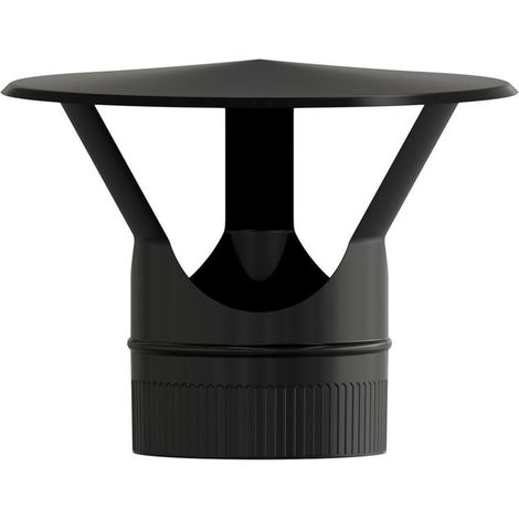 Sombrero Estufa Vitrificado Premium Negro Ø 150 mm. Sombrero Tubo Chimenea, Sombrero Tubo Humo, Sombrero Tubo Calefacción. (1/2)