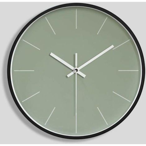 Horloge murale verte 30 cm quartz design épuré pour salon chambre, cadran minimaliste, style scandinave, 1 pièce (1/5)