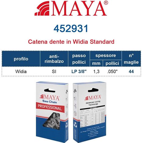 Catena Motosega LP 3/8" - 1,3 mm .050" - 44 maglie Prof. Widia con antirimbalzo 452931
