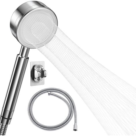 AMXCNOY Pommeau Douche Haute Pression avec tuyau 1,5 m, Douchette Douche Salle de Bain en Acier Inoxydable 304 Economie d'Eau Installation Facile - Méthode de Jet en Forme de Taille