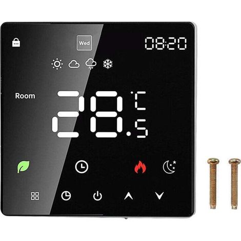 Intelligent Wall-Mounted Gas Water Boiler Thermostat LED Digital Touch Screen Black (1/4)