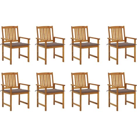 Lot de 8 Chaises de jardin avec coussins - Chaises d'extérieur pour terrasse/jardin Bois d'acacia solide BV462907 - BonneVie (1/5)