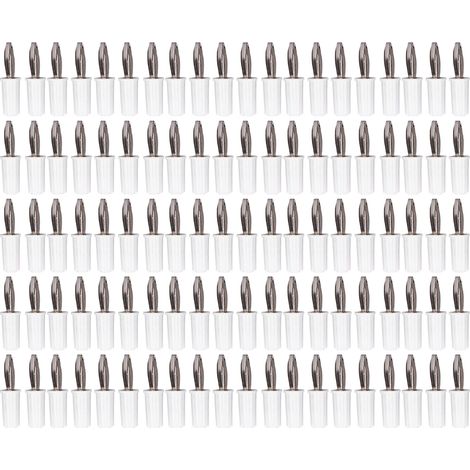 Lot de 100 douilles banane 4mm en ABS, laiton nickelé, haute performance pour connexions électriques, outils blancs (1/5)