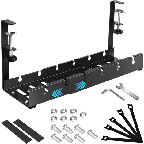Cable Management, Gestion Cable Bureau sans Perçage, Rétractable de 30,5cm à 55cm, Kit Cable Management, Organisateur de Cable pour Bureau à Domicile
