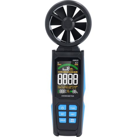 Digital Anemometer Handheld Wind Speed Air Velocity Temperature Humidity Meter with Backlit LCD Screen 180° Rotation (1/5)