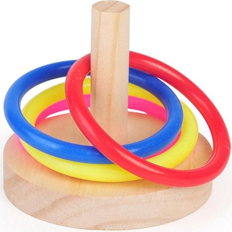 Plateforme Pour Oiseaux - Anneaux Empilables En Bois - Jouet Éducatif Pour Perroquets Et Petits Oiseaux - 1 Pièce (1/5)