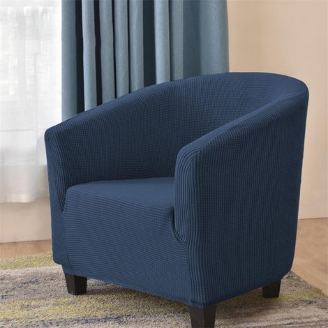 Extensible Housse de Fauteuil Chesterfield Jacquard Couleur Unie 1 Place Housse de Canapé Salon Club Facile à Installer et à Laver Couverture de Fauteuil(Bleu Marine) (1/5)