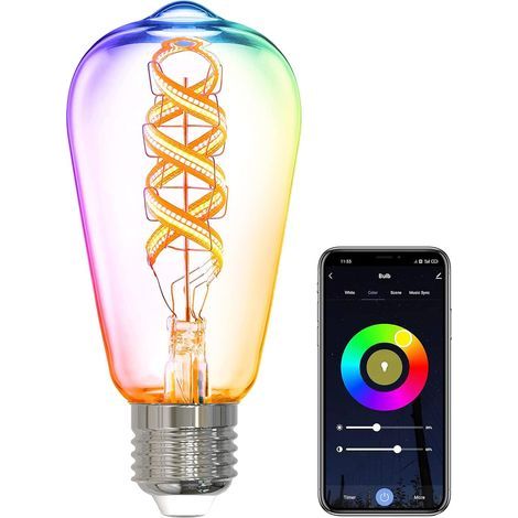 E27 Smart Bulb, Vintage ST64 LED Filament, RGB Multicolor, Compatible with Alexa and Google Home (1/5)