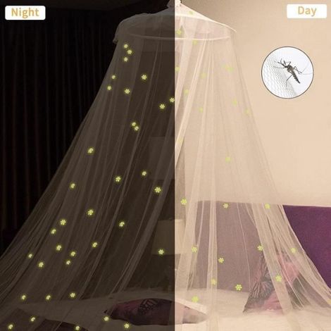 Moustiquaire Lit Parapluie - Étoiles Lumineuses - Pour Lit Bébé Enfant Adulte - Polyester - 1 Pièce (1/4)