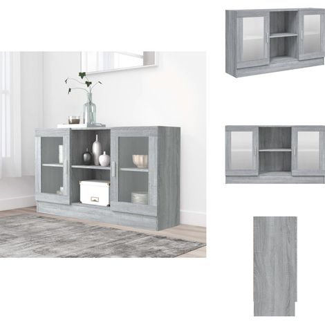 Armoire à vitrine Sonoma gris 120x30,5x70 cm Bois d'ingénierie - Buffet - Meuble De Rangement - Armoire Vitrée - Mobilier Moderne - Meubles Salon (1/5)