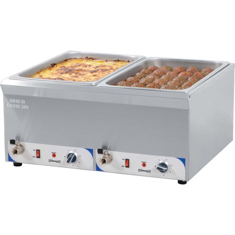 Bain-marie - Double bain-marie avec robinet de vidange GN 1/1 - 200 mm - L 682 x P 585 x H 320 mm - 2 900 W / 230 V - Casselin