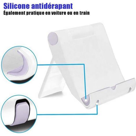 Support Telephone Bureau Portable Blanc Pose Téléphone Pliable 360° Porte Smartphone Ajustable pour iPhone et Android Phone (1/4)