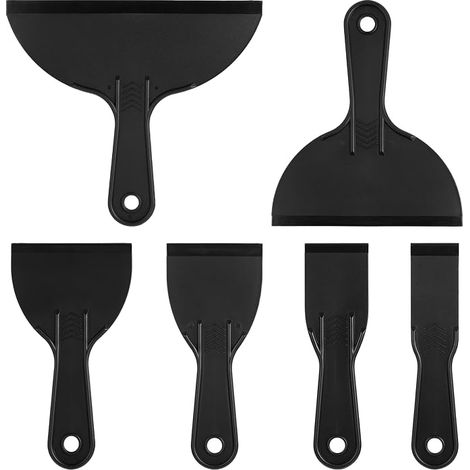 Lot de 6 spatules en plastique, 6 tailles, spatule réutilisable, spatule, racloir, couteau à mastic, spatule de surface pour imprimante 3D, retrait de résine, recouvrement, patching (noir) (1/5)