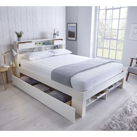 Fabio Wooden Bed White Double (1/5)