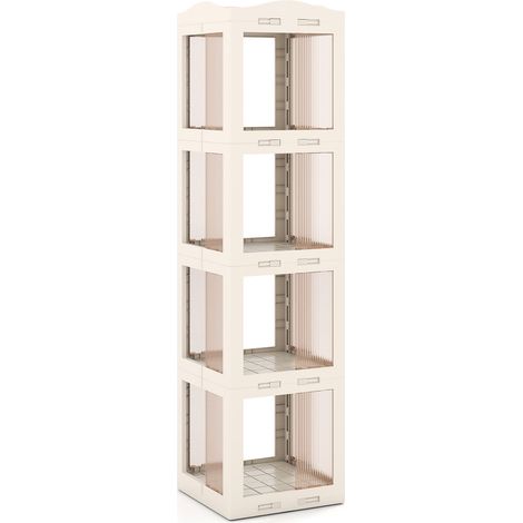 Estantería giratoria de esquina plegable de 3 niveles, color blanco