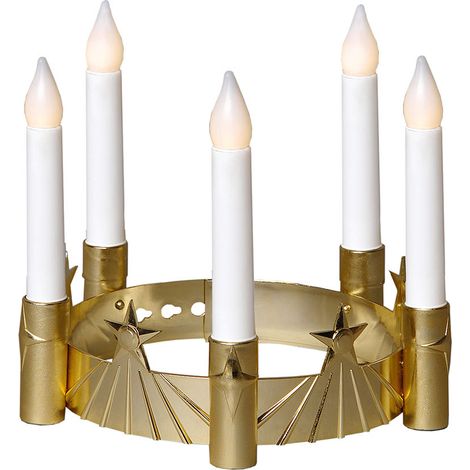 LED "Luciakrone", 5fl., gold/weiss, Batterie (1/4)
