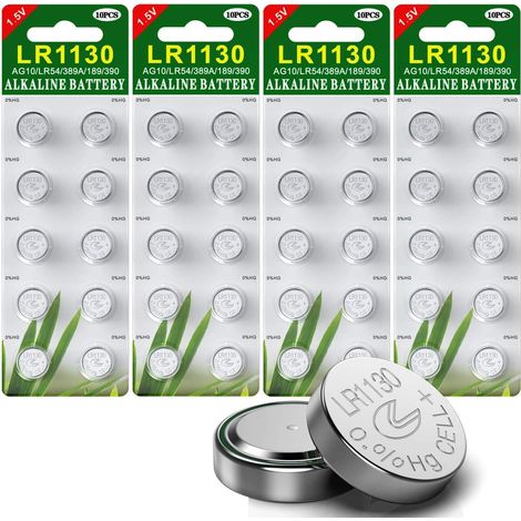 Paquet de 40 Piles Bouton alcaline de la Pile LR1130 AG10