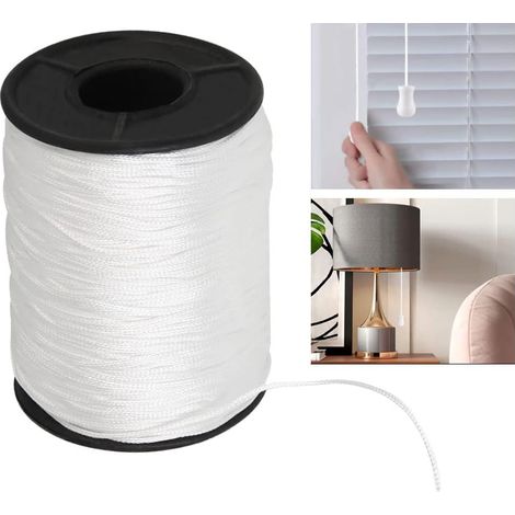 Rotolo da 1 mm di corda intrecciata bianca in polietilene per tende, filo di ricambio per ventilatori a soffitto, tapparelle, maniglie degli interruttori della luce - 150 iarde (1/5)