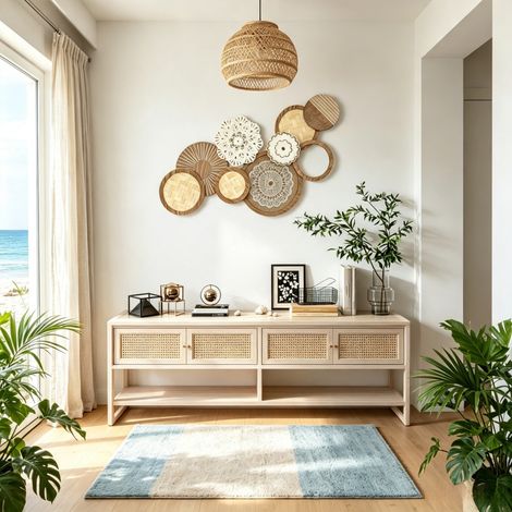 Decoración de pared de madera y MDF, efecto madera natural, 83,8 x 4,4 x 44,5 cm HAVRYA (1/5)