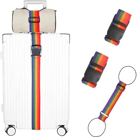 3 Pièces Sangles pour Bagage, Sangle Valise Voyage Sangle de Bagage réglable pour Valise Bagage Sac de Voyage Accessoire de Voyage(Couleur Arc-en-Ciel) (1/4)